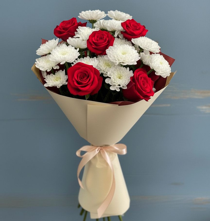 Букет цветов из: Розы и Хризантемы в Судиславле