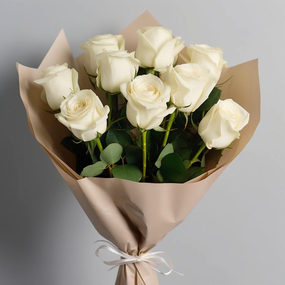 Букет 9 Белых роз Эдлесс Лав в Судиславле