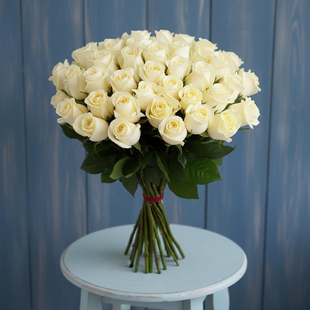 Букет 51 Белая роза Эдлесс Лав в Судиславле