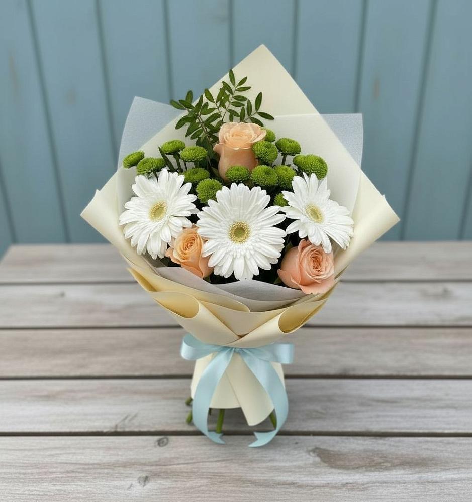 Букет цветов из: Герберы, Розы и Хризантемы в Судиславле