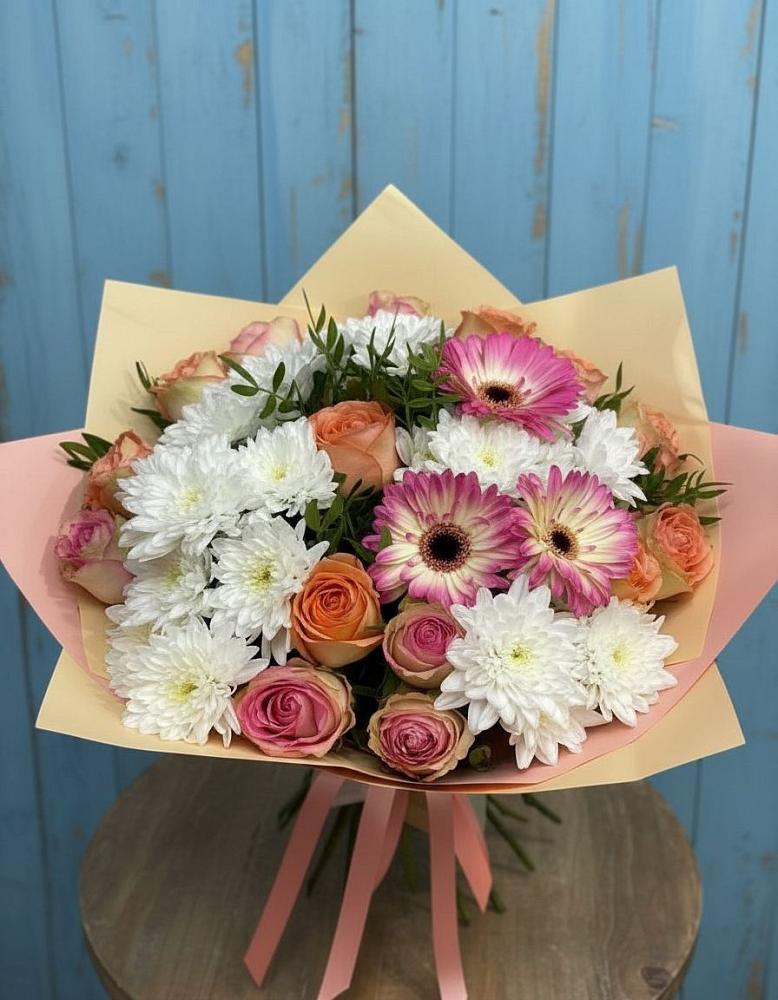 Букет цветов из: Розы, Герберы и Хризантемы в Судиславле