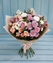 Букет цветов из:  Хризантемы, Розы и Альстромерии #REPLACE_PRED# Судиславле